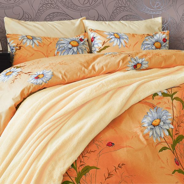 Изискано спално бельо - 100% Памук - Flower Orange