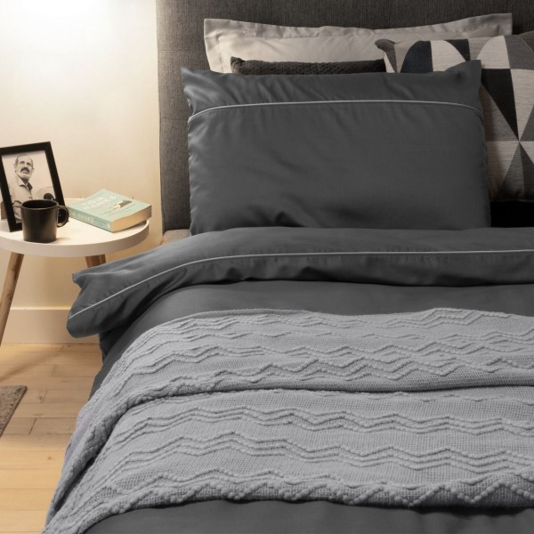 Единичен комплект спално бельо Dark Gray 100% Памучен сатен
