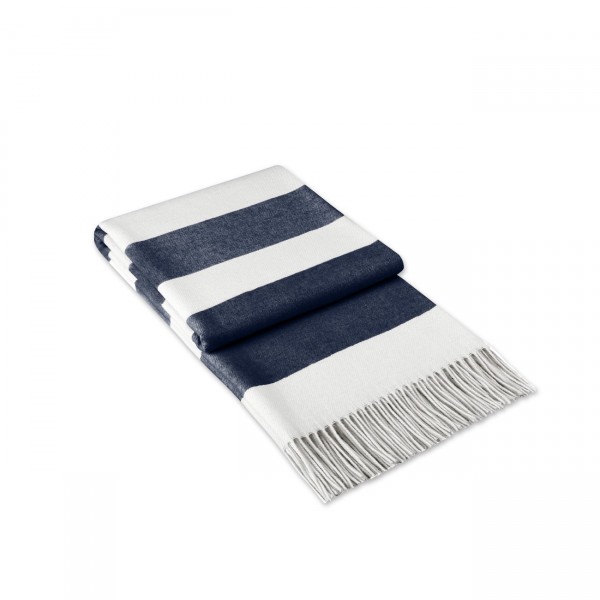 Първокласно одеяло на ивици с ресни - Denim&White