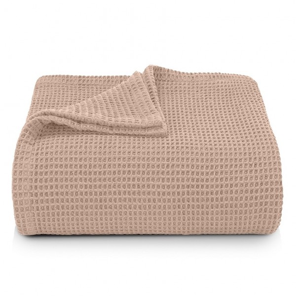 Пухкаво шалте на вафлички от памук 160/230 - Beige 
