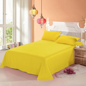Промо комплект чаршаф с 2 броя калъфки за възглавница - 100% Памук - Yellow