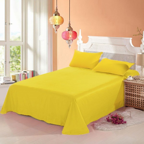 Промо комплект чаршаф с 2 броя калъфки за възглавница - 100% Памук - Yellow