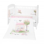 Бебешко спално бельо My Home от памук ранфорс с обиколник, 3 части, 60x120 см – Pink