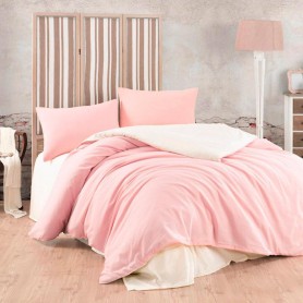 Луксозно спално бельо - 100% Сатениран Ранфорс Памук - Pink and Cream