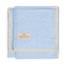 Луксозно одеяло Baby от лен с дантела 75/100 Blue