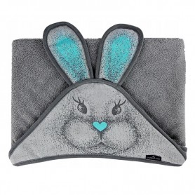 Бебешка хавлия с качулка Бамбук 85/85 Gray&Aqua Rabbit