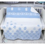 Двулицево одеяло за бебе 100/120 - 100% Памук - Blue and White
