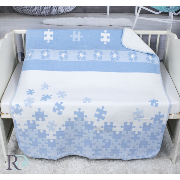 Двулицево одеяло за бебе 100/120 - 100% Памук - Blue and White
