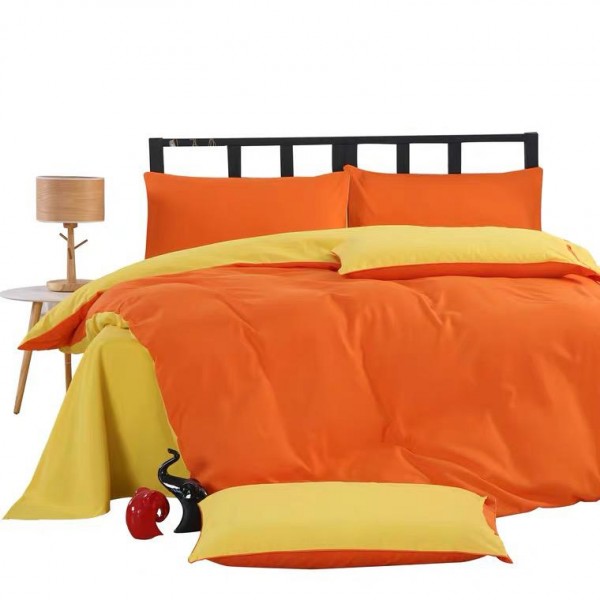 Луксозен двустранен сатениран плик за олекотена завивка - Orange&Yellow