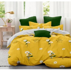 Eдиничен сатениран комплект спално бельо Daisy Yellow