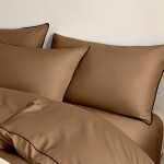 Сатениран комплект спално бельо от пет части Brown