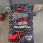 Тийнейджърски сатениран комплект спално бельо 3D Racing