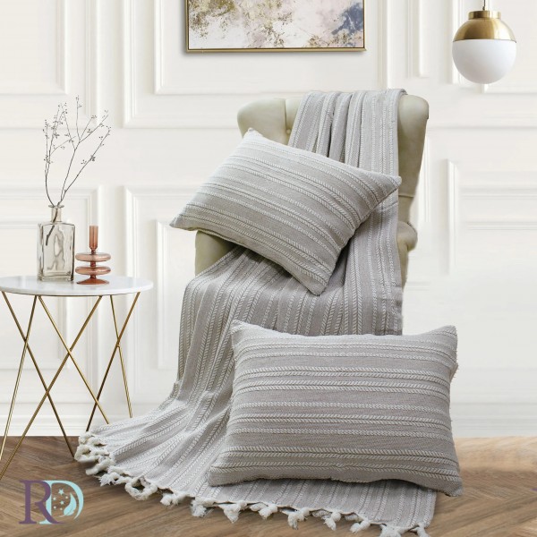 Елегантен памучен сет кувертюра с калъфки Farmhouse / Beige